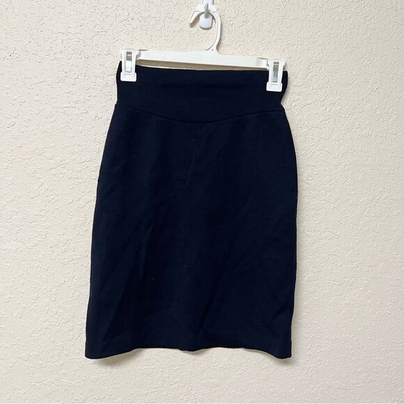 Marion Foale Hand Knitted 100% Wool Navy Mini Skirt Made In